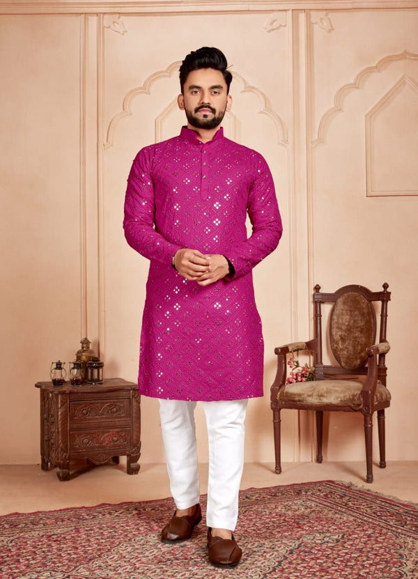 PINK MIRROR MEN'S DESIGENER KURTA WITH PAJAMA